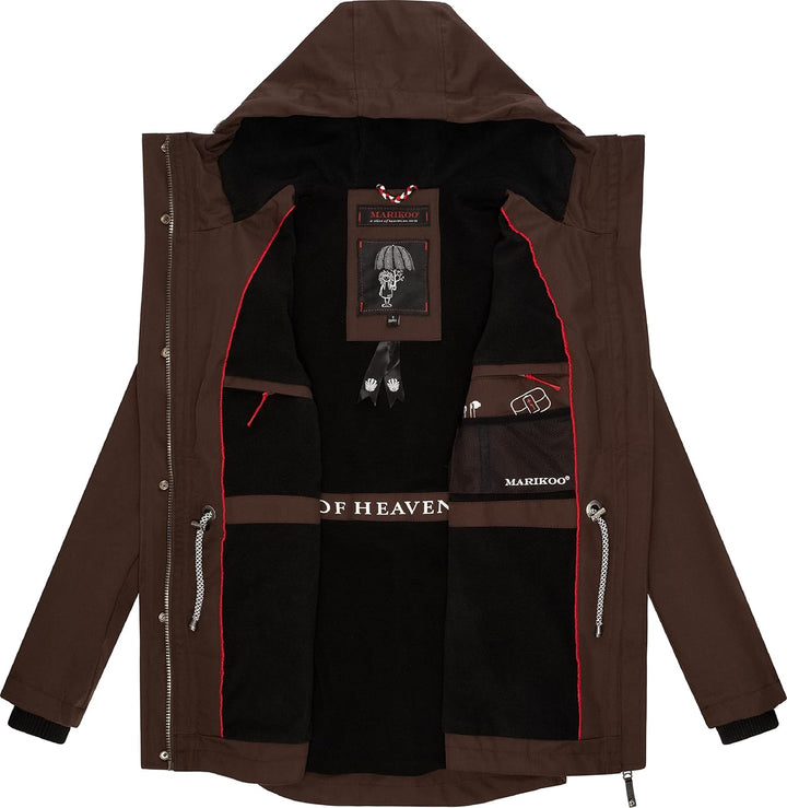 MARIKOO Damen Leichter Übergangsparka mit Kapuze Babetaa Prc XS Dark Choco, XS Dark Choco