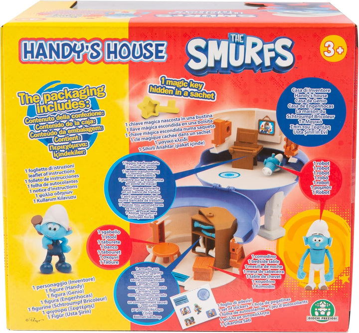Die Schlümpfe, Handys Haus Spielset mit verwandelbaren Möbeln und Stickern, enthält 2 exklusive Figu