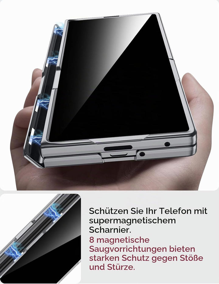 Miimall Kompatibel mit Samsung Galaxy Z Fold 7 Hülle mit Displayschutz Anti-SPY, [Magnetischer Schar