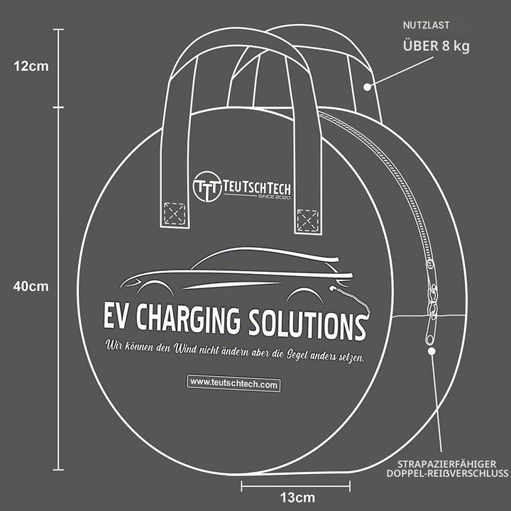 TEUTSCHTECH, EV Ladekabel grün I 5M I TYP2 - TYP2 I 22kW I 3X32A I 3-phasig I Mit Lade- Temperaturüb