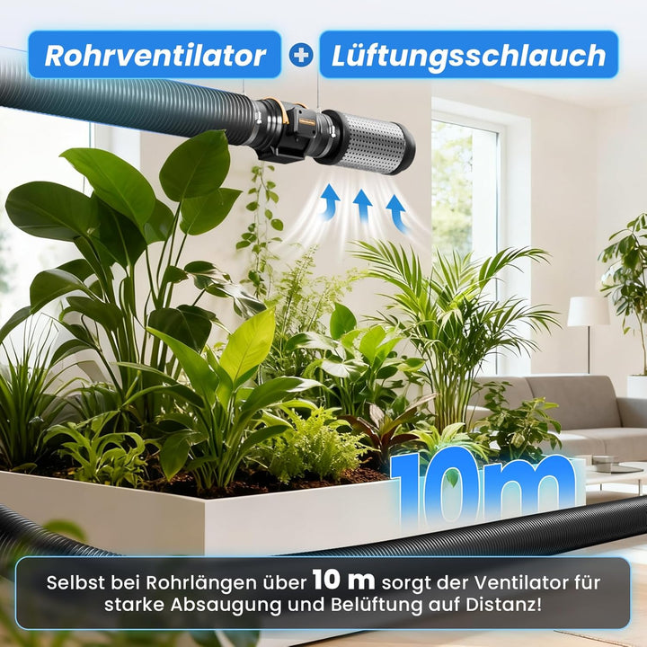 Regelbarer Rohrventilator 150 mm mit Drehzahlregler, Leiser Inline Abluftventilator für Rauchabzug &
