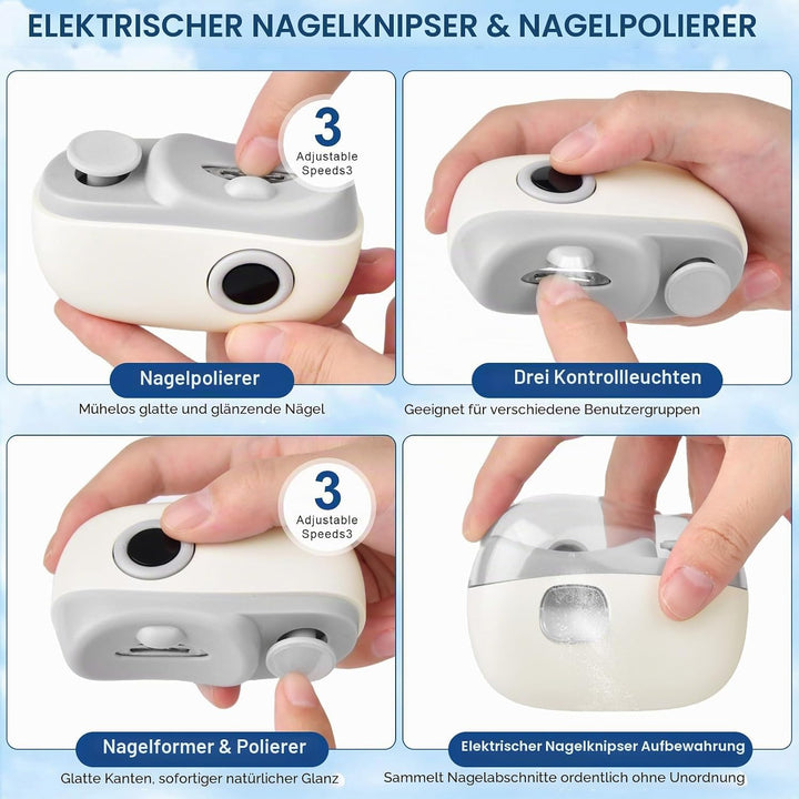 Elektrischer Nagelknipser, 3-in-1Elektrische Nagelfeile, Multi-Functional Nagelschneider Elektrischm