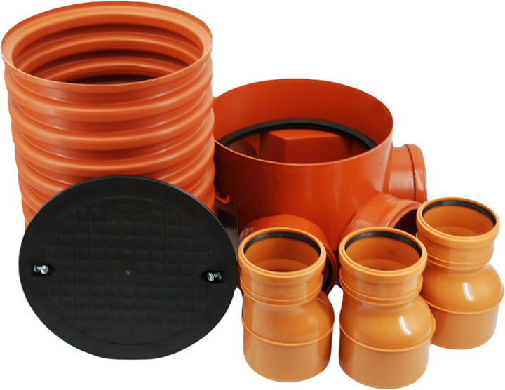 Megaastore Kontrollschacht DN 315/160/125/110 - Revisionsschacht Mit 1m/0,5m Rohr, Wasserdichter Sch