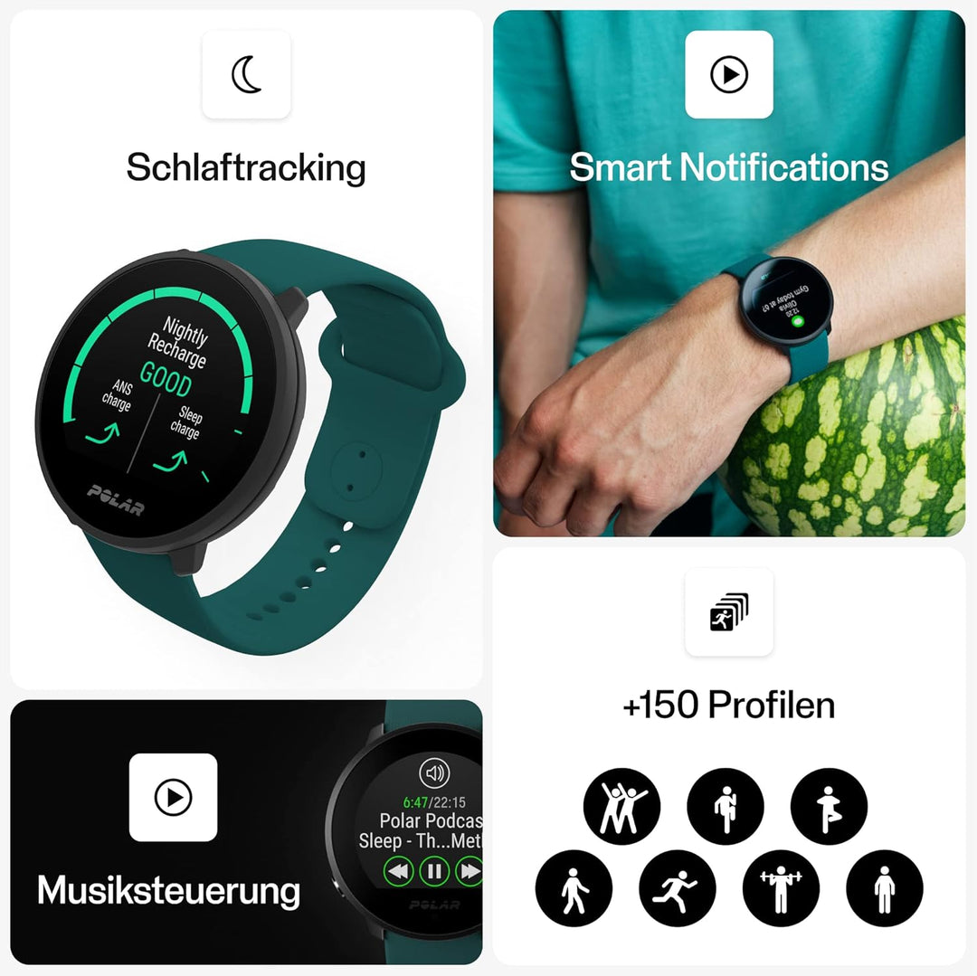 Polar Unite – Smartwatch - Wasserdichte Fitnessuhr mit Connected GPS, Schlaftracking, täglichen Trai