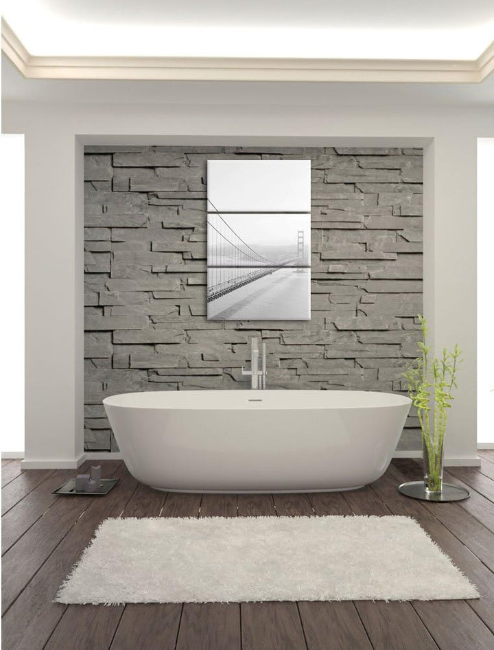 Pixxprint Golden Gate Bridge San Francisco / 3-Teilig/Gesamtmass 120cm Leinwandbild bespannt auf Hol