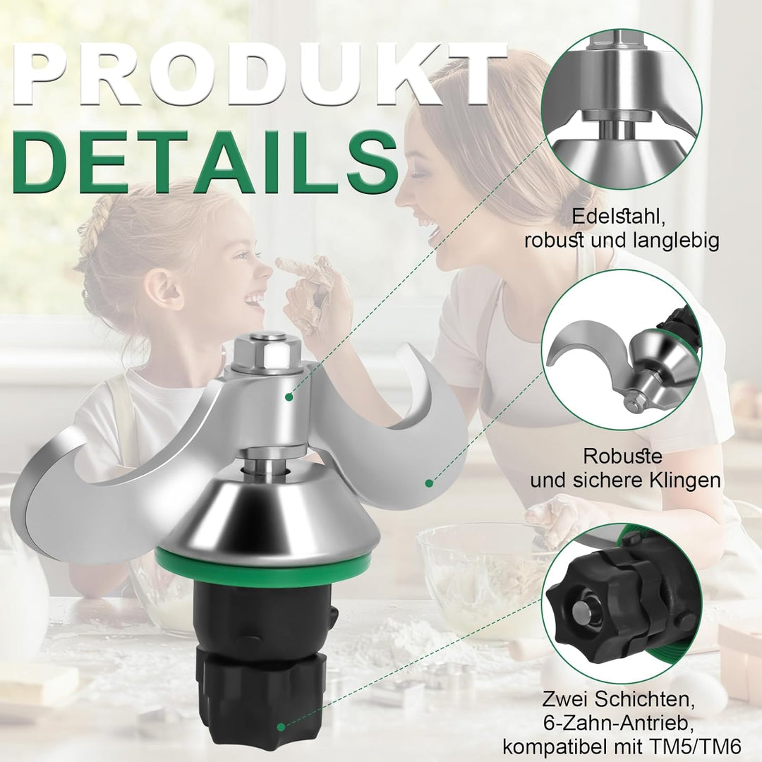 Knet-Teigmischer Kompatibel mit Thermomixx TM6 TM5, Teigmesser, Zubehör TM6 TM5 Ersatzmesser, Univer