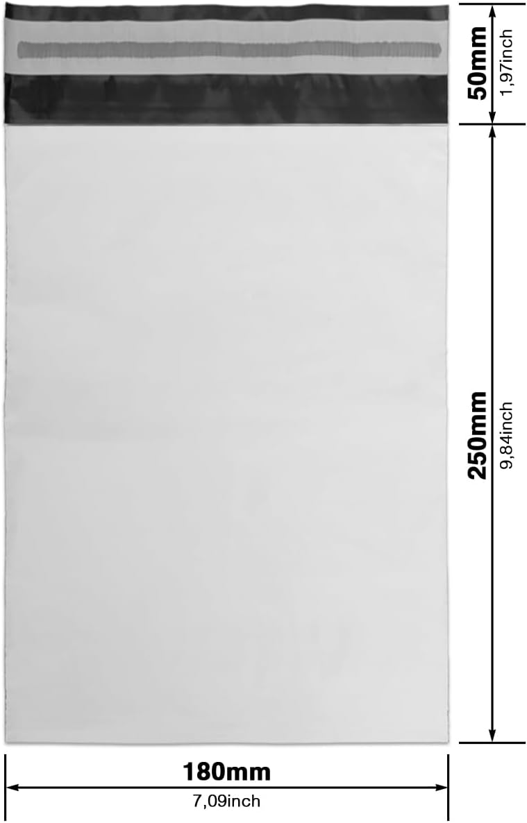1000 Versandtüten Coex Versandbeutel für Kleidung Versandtaschen 180 x 250 mm [50my] Weiss/Schwarz