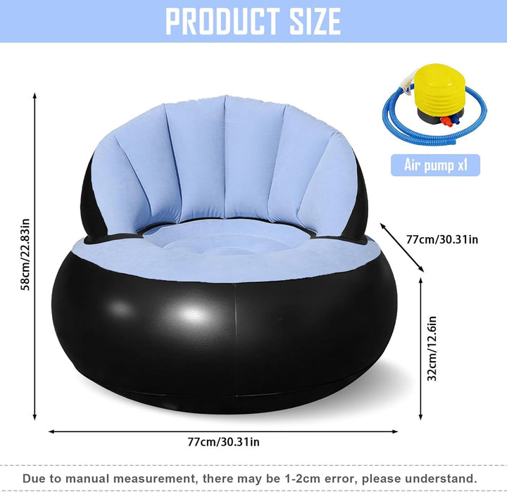 Aufblasbares Sofa, Wasserdichtes Aufblasbarer Sessel, Luftsofa mit Fusspumpe, Aufblasbare Couch mit