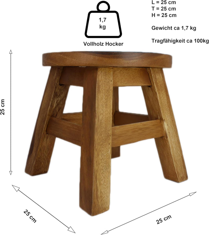 ART-CRAFT Kinderhocker Holz Schemel mit Motiv bemalt und beschnitzt Höhe 27 cm (Blume), Blume