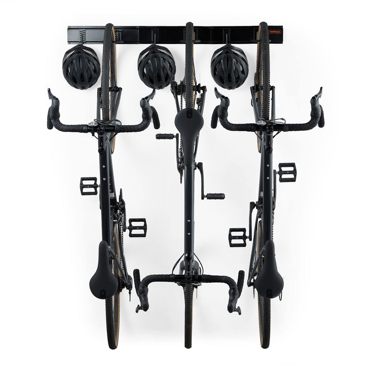 VonHaus Fahrrad Wandhalterung Set für 3 Fahrräder und 3 Helme – Platzsparende, vertikale Fahrradhalt
