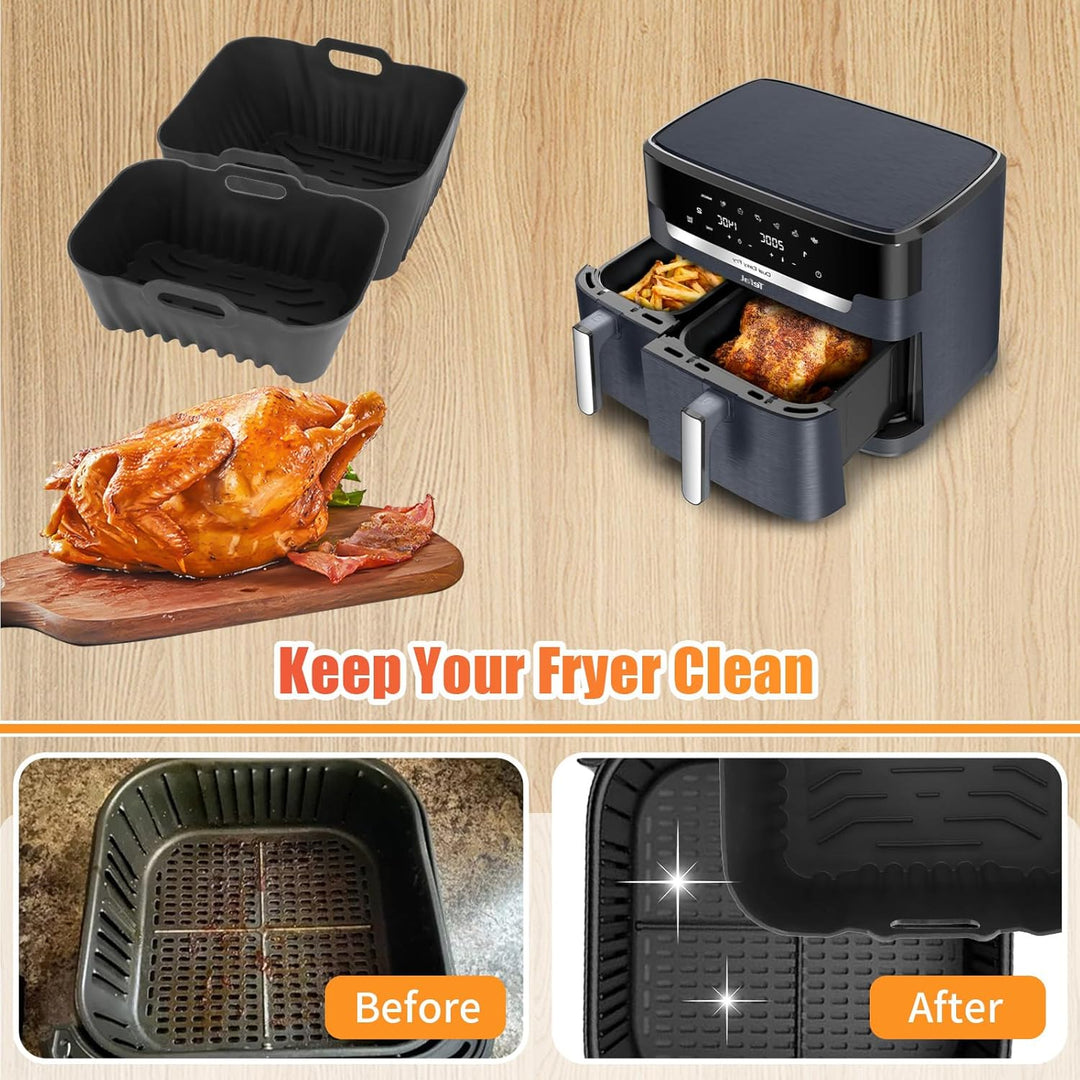 Silikonform Heissluftfritteuse Zubehör für Tefal Dual Easy Fry XXL EY942BE0 Doppelkammer 11L 6,5/4,5