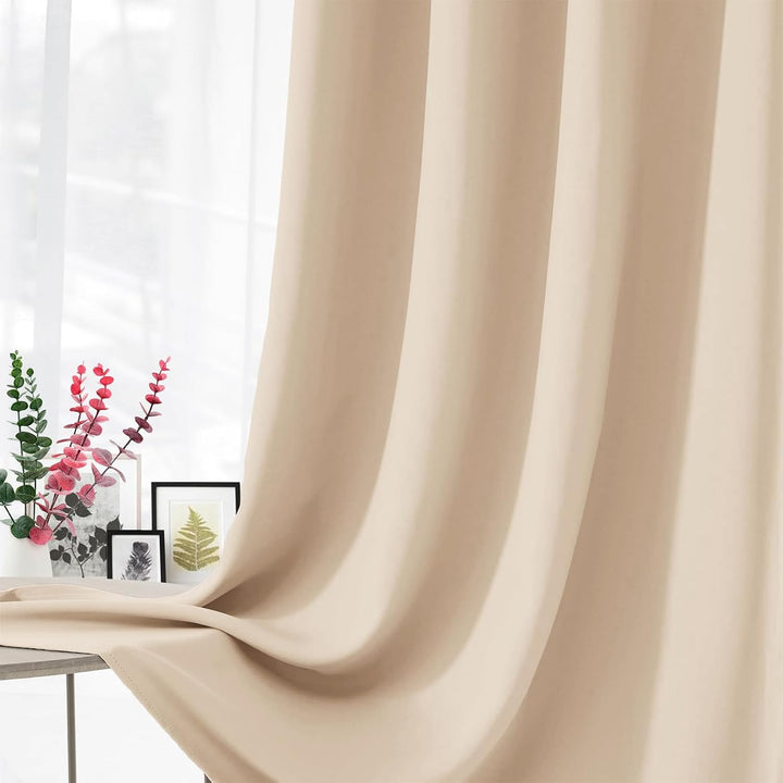 CUCRAF Ösen Kurze Vorhänge Fensterbehandlung Verdunkelungsvorhänge Raumdekoration - H137x B132cm Bei
