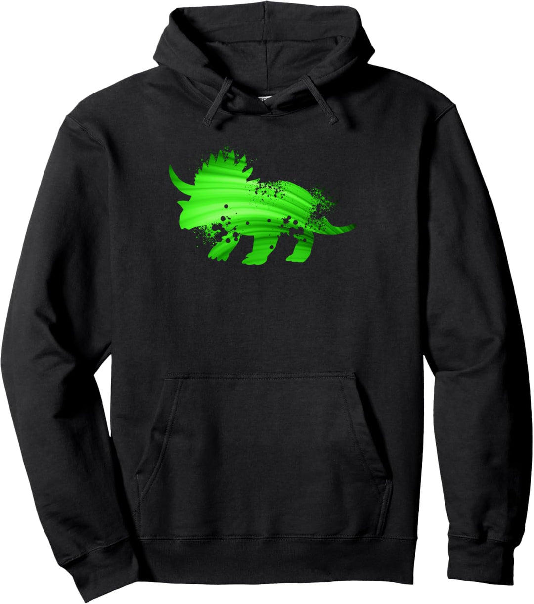 Dino Triceratops Silhouette | Junge Herren Damen Dinosaurier Pullover Hoodie
