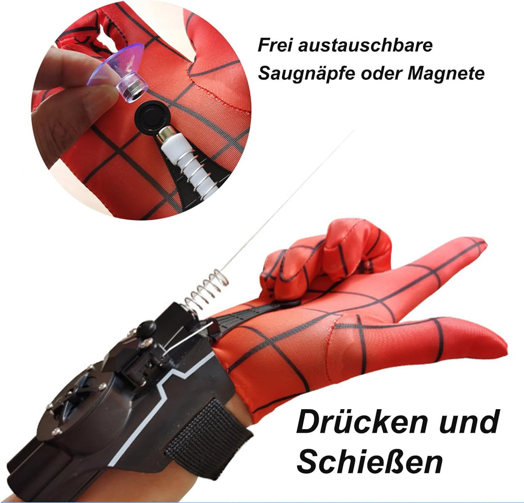 HLMNAKE Schwarz Spinnennetz Werfer mit Faden und Automatische Seilrückholung, Web Launcher als Homma