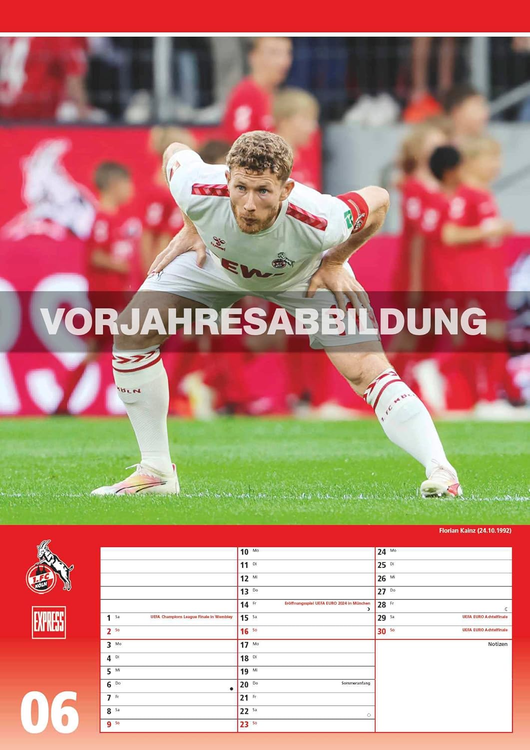 DUMONT - 1. FC Köln 2025 Fussball-Kalender, 29,7x42cm, Express-Fankalender mit Abbildungen der Spiel