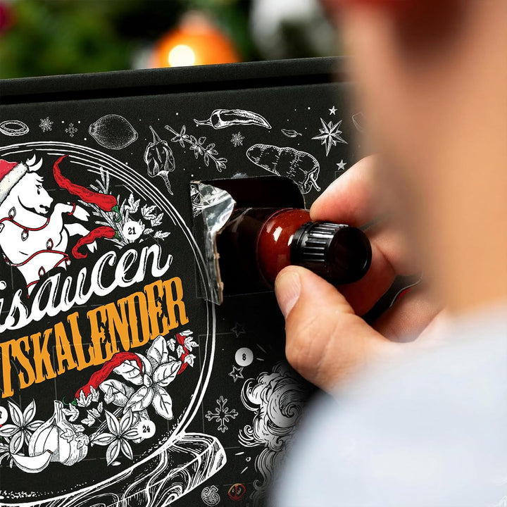 Mexican Tears - Scharfe Sauce Adventskalender mit 24 unterschiedlichen Chilisaucen in wiederverschli