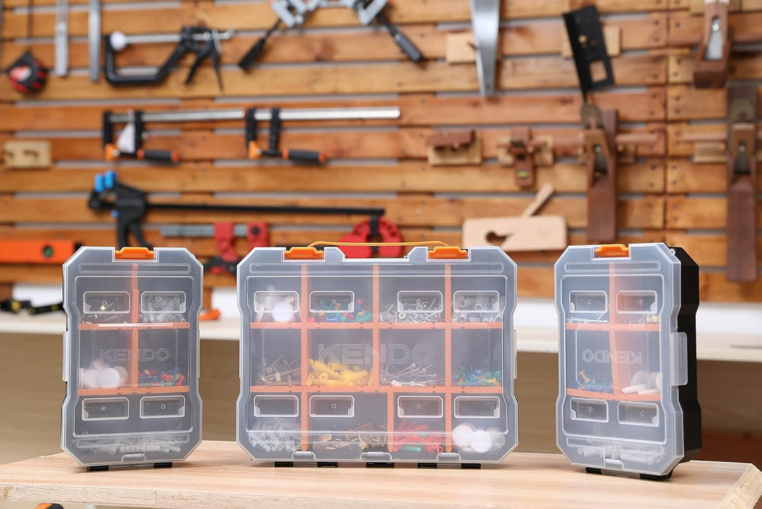 KENDO Sortierboxen für Kleinteile Set - 3-teilig - Sortimentskasten Schraubenbox Sortierkasten Sorti
