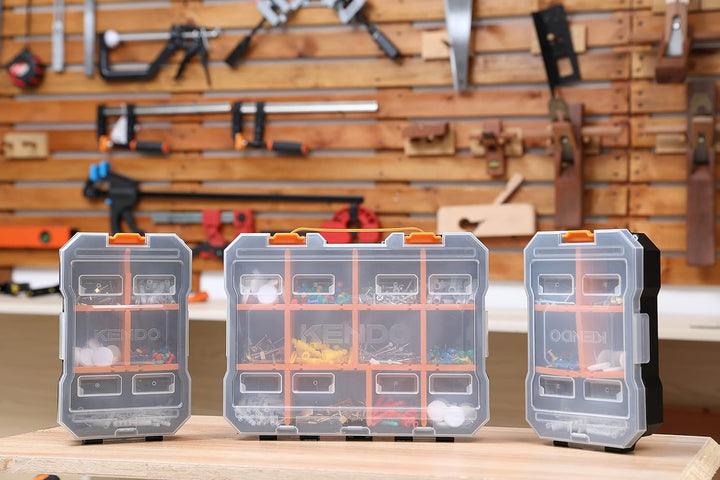 KENDO Sortierboxen für Kleinteile Set - 3-teilig - Sortimentskasten Schraubenbox Sortierkasten Sorti