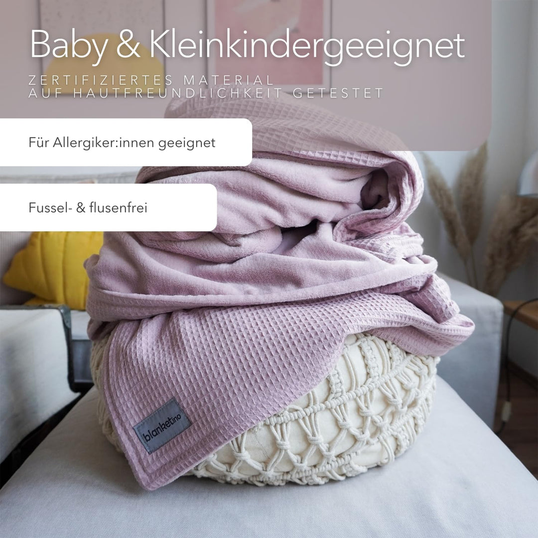 blanketino Cuddly Warm Sofa Blanket 145 x 210 cm Extra Soft Wellness Fleece and Cotton Made in Germa