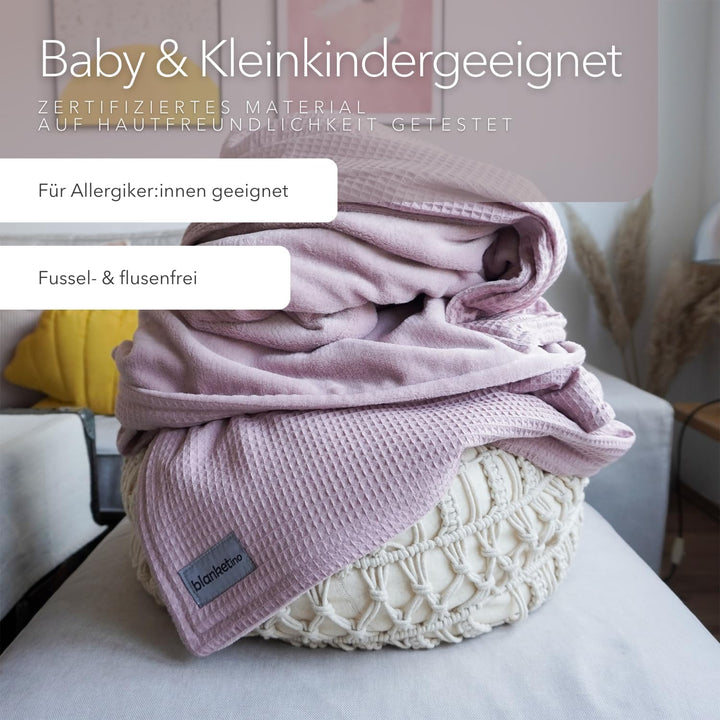 blanketino Cuddly Warm Sofa Blanket 145 x 210 cm Extra Soft Wellness Fleece and Cotton Made in Germa