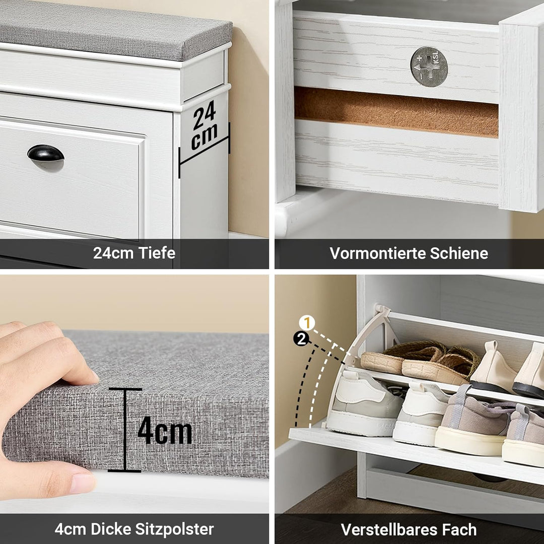 SoBuy Schuhbank mit Sitzkissen Stauraum Schuhschrank Schuhregal schmal platzsparende Sitzbank mit St