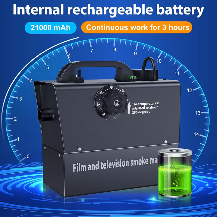 Nebelmaschine, Handnebelmaschine 400W, Eingebauter Akku, 21000 mAh, Strom Sichtbar, für Theater, Fil