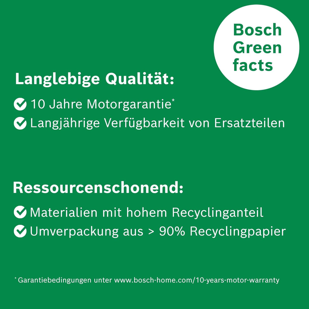 Bosch Fleischwolf Serie 4 MFWS420W, kompakt, 2 Stufen, 2 Lochscheiben (3 & 8mm), Wurststopfer, 10 J