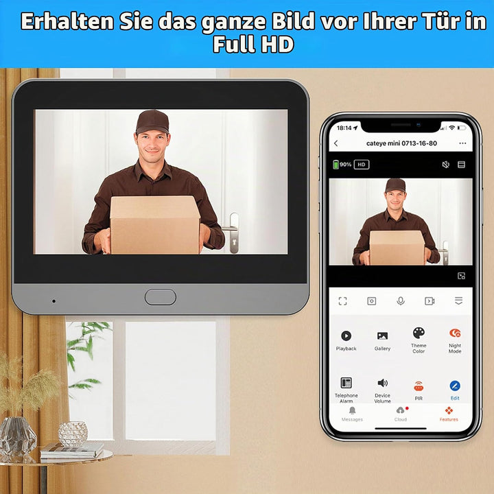 Bewinner 1080P Video Türklingel mit Kamera, 4,3-Zoll-LCD HD Bildschirm, 130° Weitwinkel, Visuelle Tü