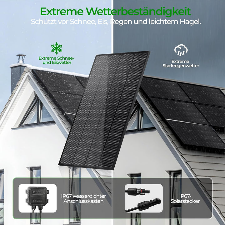 Monokristallines solarpanel flexibel 200W,18V solarmodul mit ETFE schwarzes Rahmen Version (Full Bla