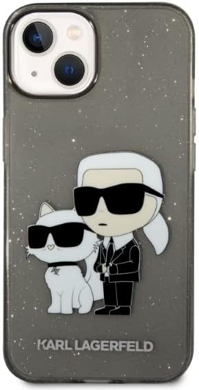 Karl Lagerfeld KLHCP14MHNKCTGK Hülle für iPhone 14 Plus 6,7" Schwarz hardcase Gliter Karl&Choupette