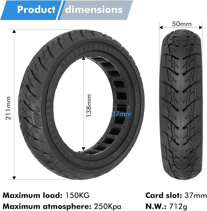 HPGAAVD 8,5 Zoll E Scooter Solid Reifen, 8 1/2 x 2 Vollgummireifen e scooter für Xiaomi M365 Pro2/Pr