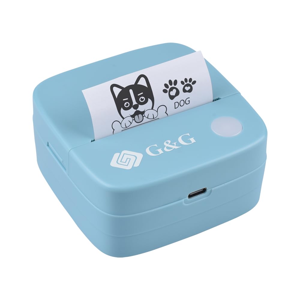 G&G Mini Thermodrucker SD001BL Mobiler Bluetooth Drucker für Handy & Tablet, Kabellos, Ohne Tinte, I
