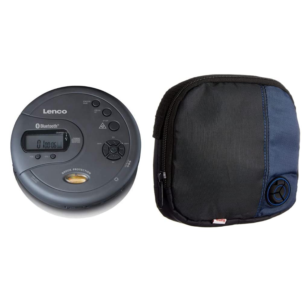 Lenco CD-300 - Tragbarer CD-Player Walkman - Bluetooth Diskman - 2 x 2000mAh Akku - Kopfhörer - Micr