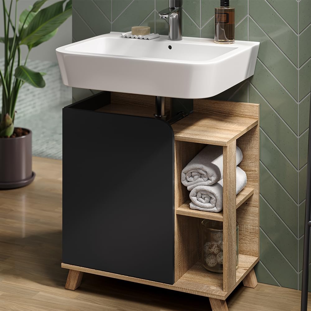 Vicco Badmöbel Set Karen, Sonoma/Anthrazit, 2 Teile Set 1 Anthrazit, Set 1 Anthrazit