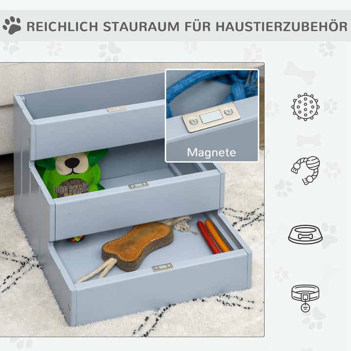 PawHut Hundetreppe 3 Stufen Katzentreppe Haustiertreppe Hundetreppe für Hunde und Katzen Tiertreppe