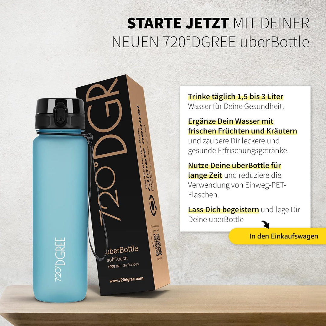 720°DGREE Trinkflasche “uberBottle“ +Sieb - 350ml, 500ml, 650ml, 1000ml, 1,5l, 2l - BPA-Frei - Wasse