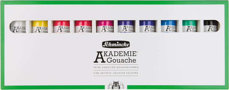 Schmincke - AKADEMIE Gouache, 10 x 60 ml-Tuben, 72 210 097, 10 Tuben feine Gouache im Kartonset, dec