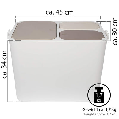 ONVAYA® Mülltrennsystem Ben | Mülltrennung mit mehreren Fächern | Mülleimer in creme-weiss | Abfalle