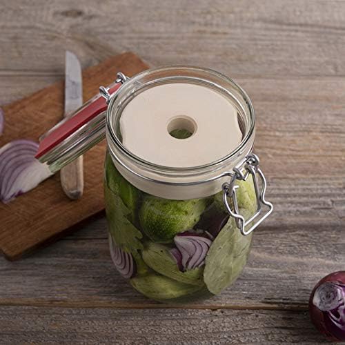 Drahtbügelglas+Beschwerungsstein - 4er Set - /Sauerkraut, Kimchi, Gemüse fermentieren im 4er Pack