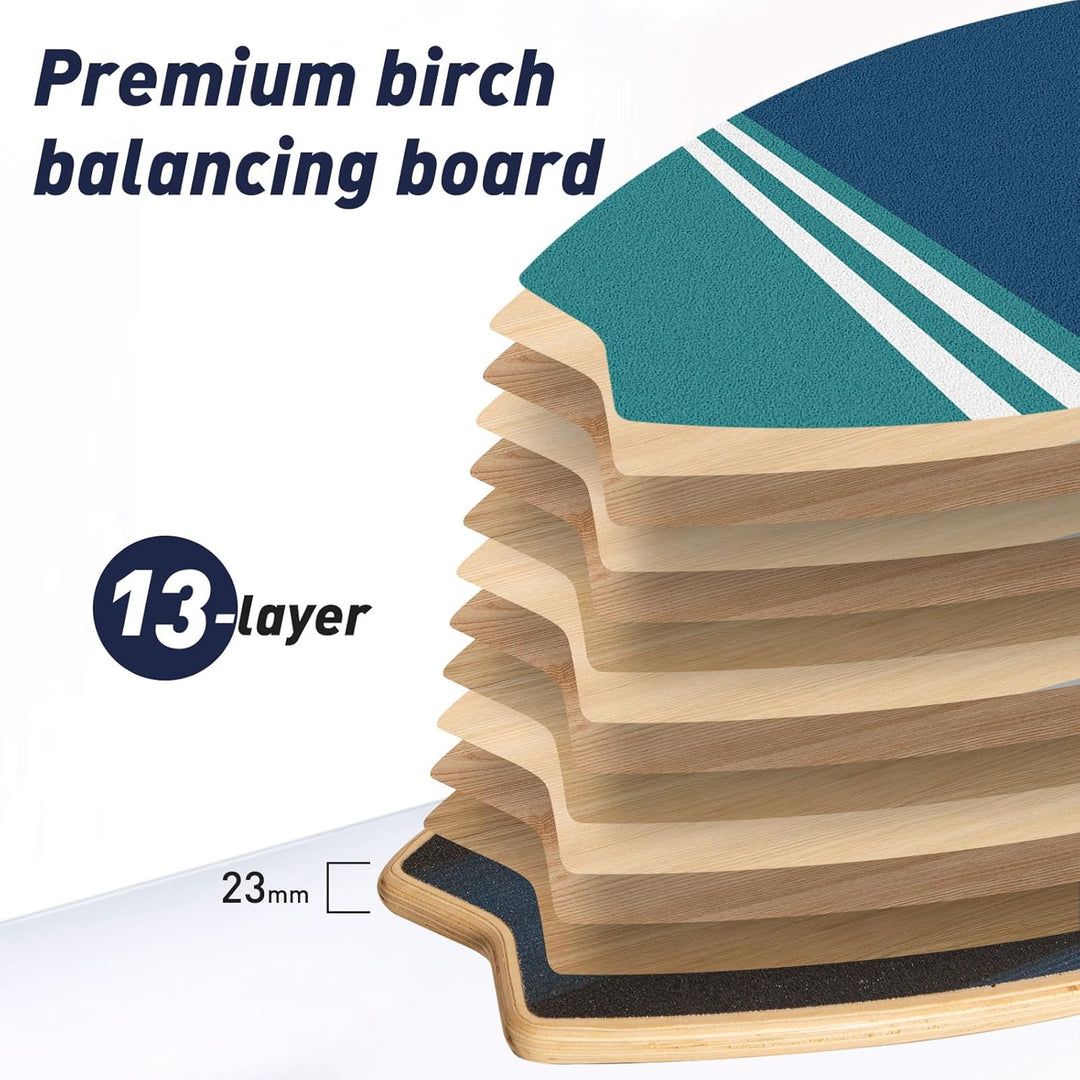 Leogreen Balance Board aus Holz in Surfboard, 7-in-1 Surfin Balanceboards Erwachsene Gleichgewichtst