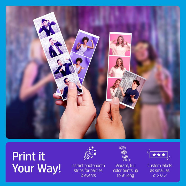 HP Sprocket Panorama Tragbarer Sofort-Farbetiketten- und Fotodrucker (Grau), Geschenkpaket mit Etui,