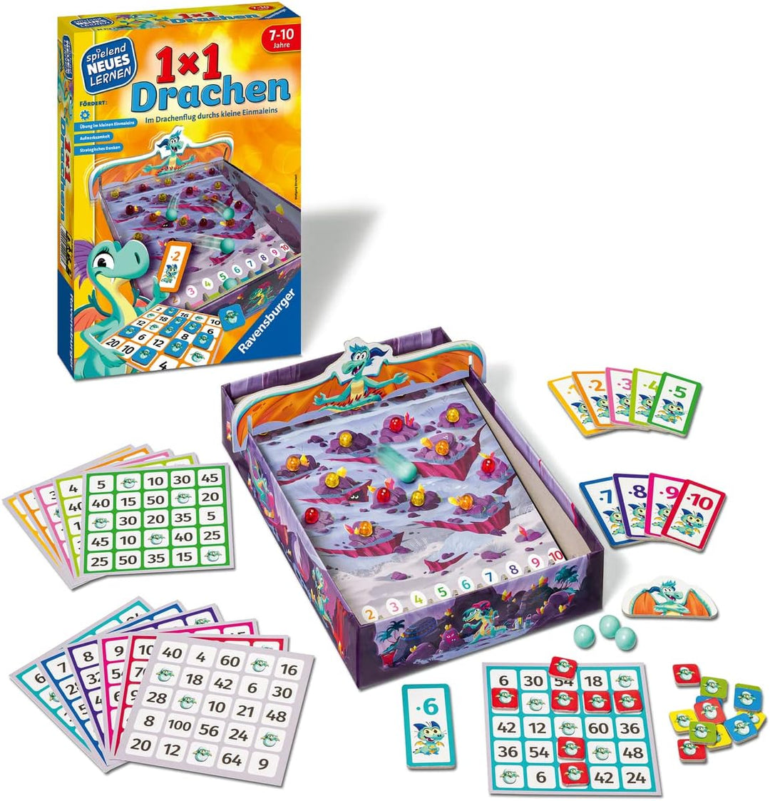 Ravensburger 24995 - Wer kennt die Uhr? & 24976-1x1 Drachen - Lernspiel für Kinder, Rechenspiel für