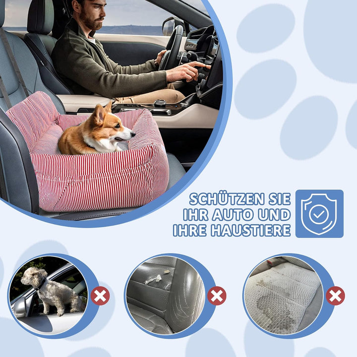 CALIYO Hundeautositz mit Stabiler Basis &amp; Sicherheitsgurt | Hundesitz Auto für Kleine bis 10 kg | Me