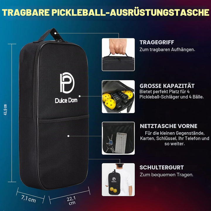 DULCE DOM Pickleball-Paddel, 2er- / 4er-Set, USAPA-genehmigt, Fiberglas/Kohlefaser, Pickleballschläg