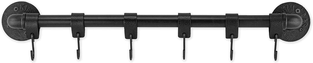 Garderobenständer - 6 Lederbügel &amp; S-Haken - 58 cm - Industrierohr Kleiderstange - Retro - Garderobe