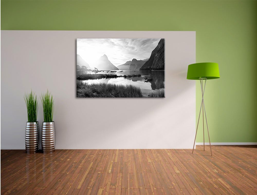 Pixxprint Milford Sound Neuseeland als Leinwandbild/Grösse: 100x70 cm/Wandbild/Kunstdruck/fertig bes