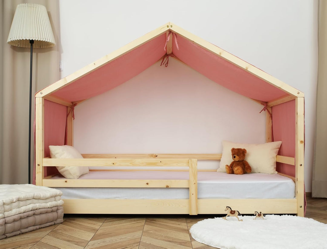 Hausbett Himmel - 100% Baumwolle Betthimmel Hausbett aus Musselin - Bett Vorhang Kinderbett - Himmel