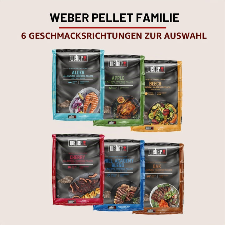 Weber Holzpellets - Grillacademy Blend (8kg), perfekt zum Räuchern von Gemüse, Fisch und Allen Fleis