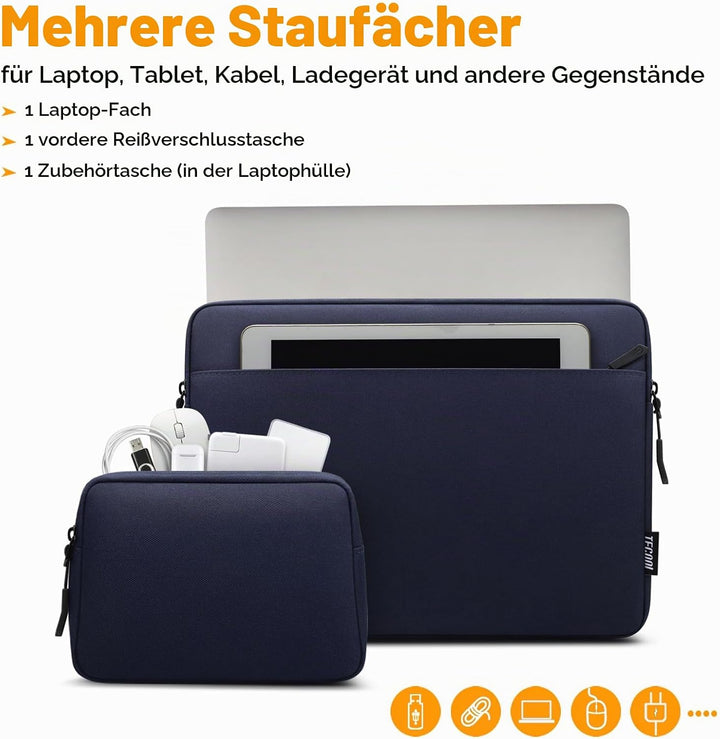 TECOOL 14 Zoll Laptoptasche Hülle für 14 Zoll Acer Asus Dell Lenovo Thinkpad Ideapad HP Notebook Chr