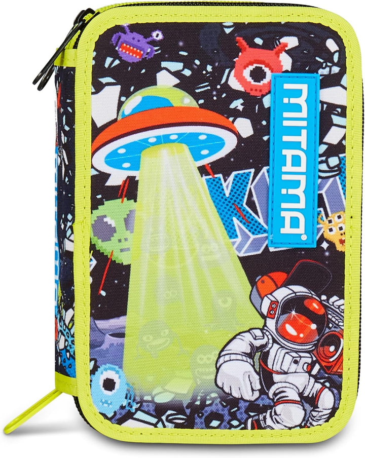 Mitama Federmäppchen mit 3 Fächern und 47 Teilen, gefülltes Schüleretui, Federtasche für Schreibware